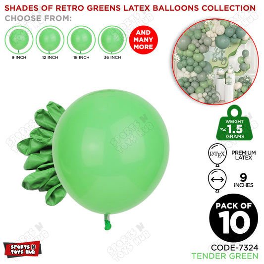 Tender Green Latex Macaron Balloons Available In 9, 12, 18 & 36 Inch Sizes