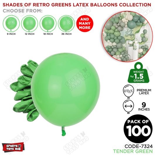 Tender Green Latex Macaron Balloons Available In 9, 12, 18 & 36 Inch Sizes