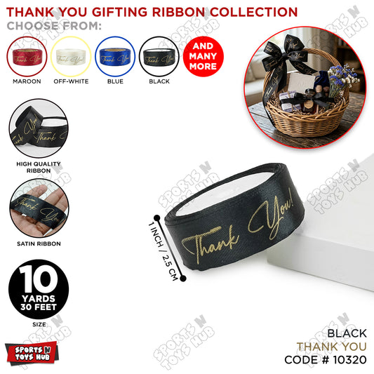 Thank You Printed Satin Ribbon - 1 Inch / 10 Yards