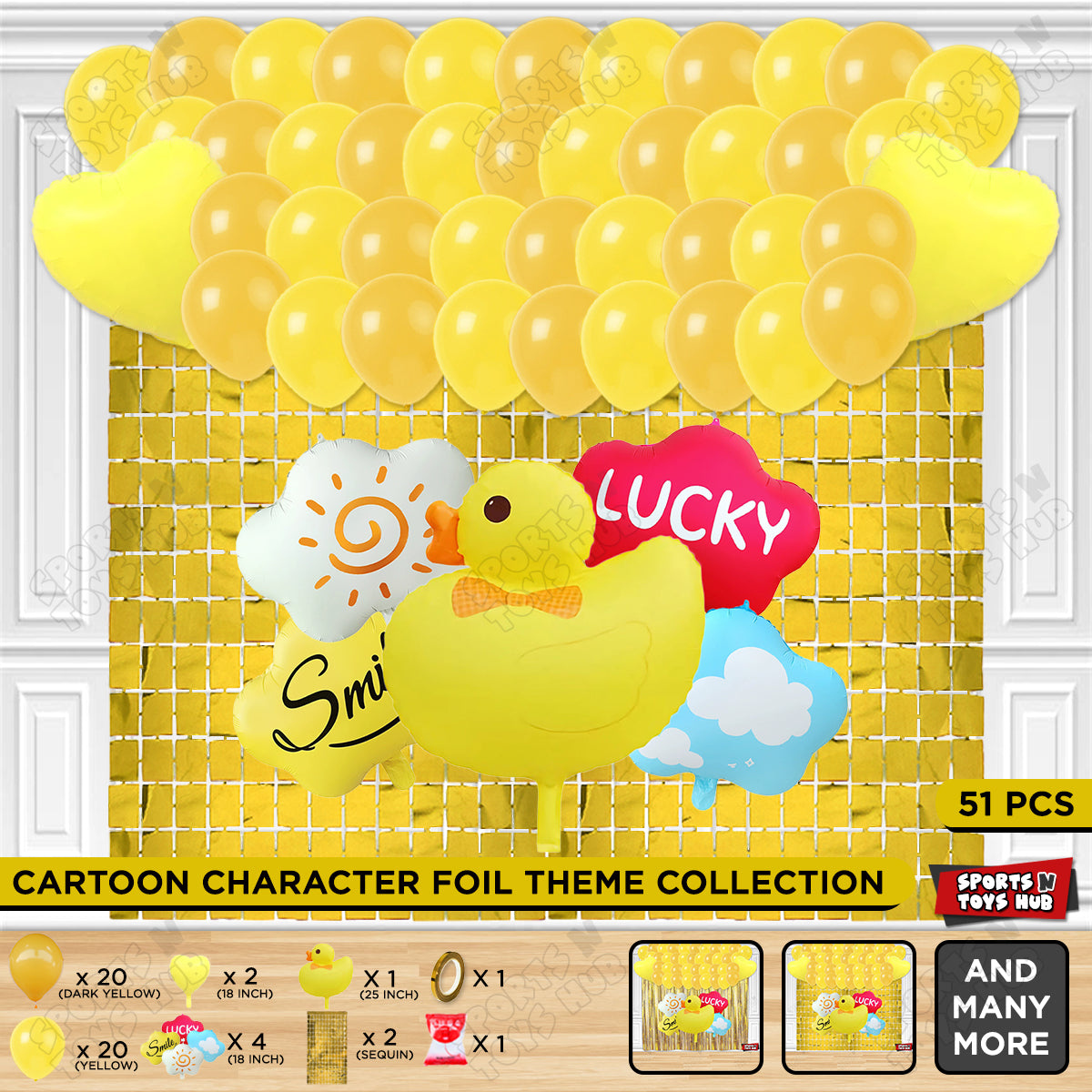 Cartoon Duck Character Theme Foil Balloon Set – Kids Birthday Party Decoration Kit
