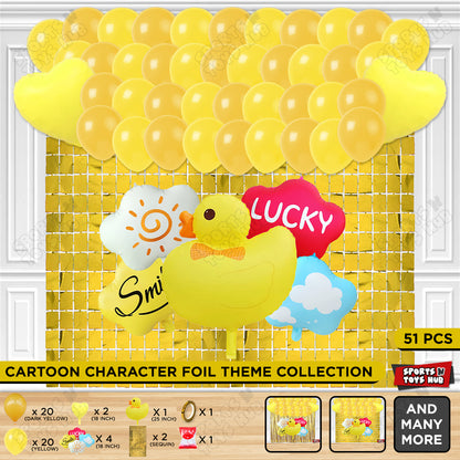 Cartoon Duck Character Theme Foil Balloon Set – Kids Birthday Party Decoration Kit