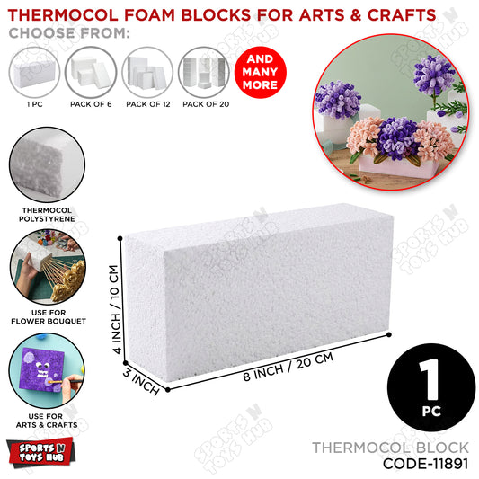 Thermocol Foam Blocks for Arts & Crafts – Lightweight Polystyrene Craft Blocks for DIY, School Projects & Floral Arrangements
