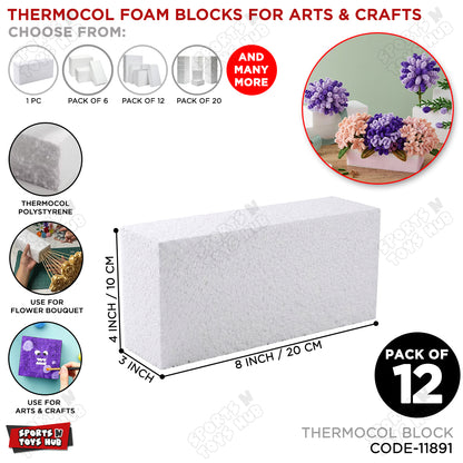 Thermocol Foam Blocks for Arts & Crafts – Lightweight Polystyrene Craft Blocks for DIY, School Projects & Floral Arrangements