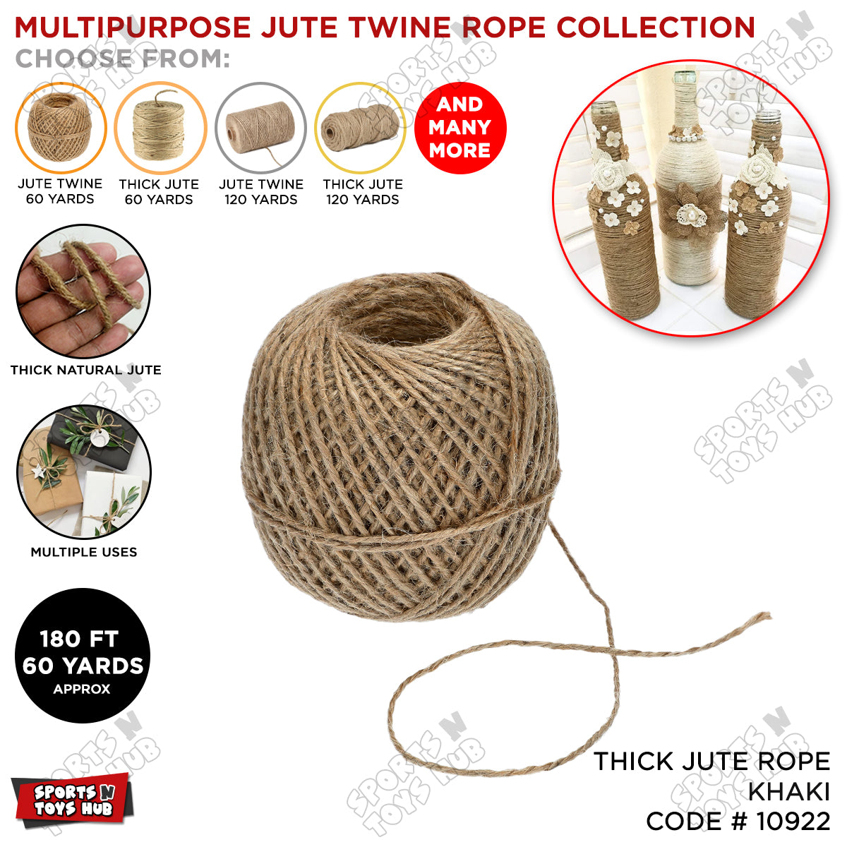Natural Jute Rope Twine – Multi-Purpose Craft Cord for DIY Projects, Gift Wrapping & Home Decor