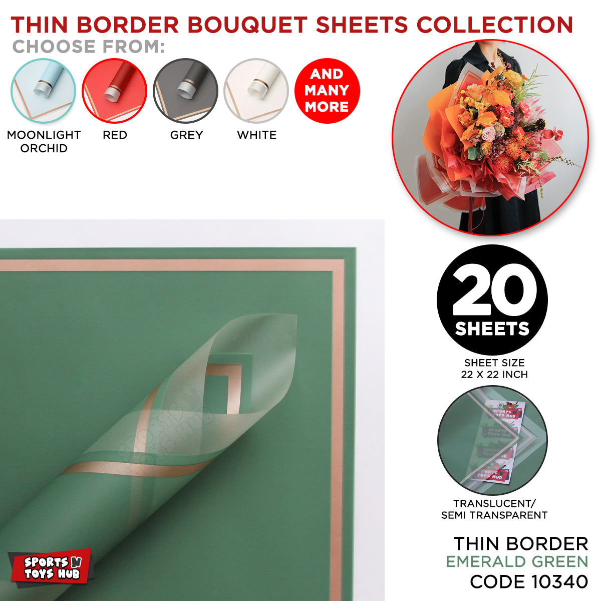 Triple Edge Thin Clear Border Translucent Flower Wrapping Bouquet Sheets