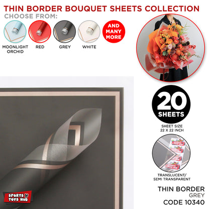 Triple Edge Thin Clear Border Translucent Flower Wrapping Bouquet Sheets