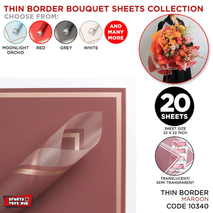 Triple Edge Thin Clear Border Translucent Flower Wrapping Bouquet Sheets