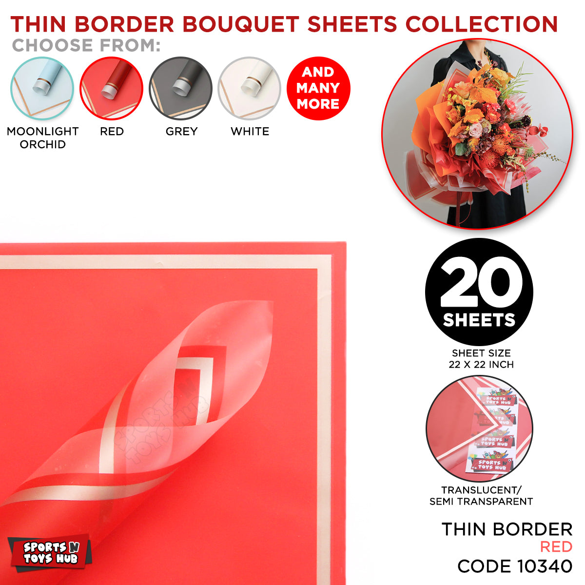 Triple Edge Thin Clear Border Translucent Flower Wrapping Bouquet Sheets