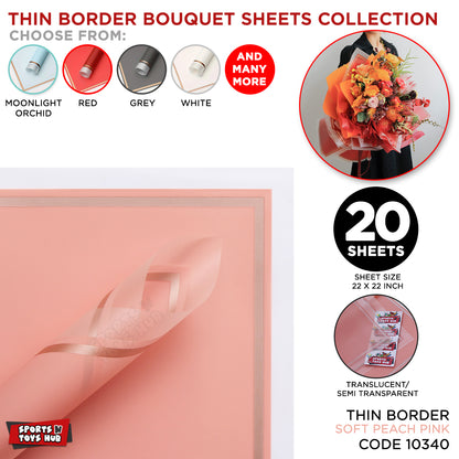 Triple Edge Thin Clear Border Translucent Flower Wrapping Bouquet Sheets