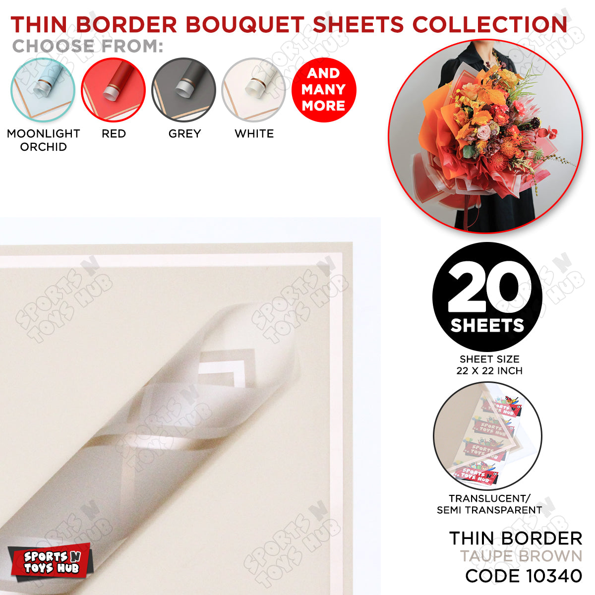 Triple Edge Thin Clear Border Translucent Flower Wrapping Bouquet Sheets