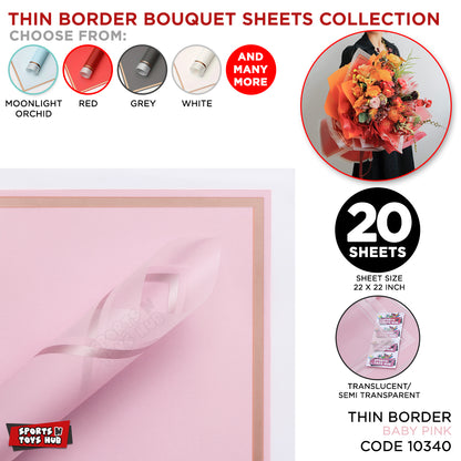 Triple Edge Thin Clear Border Translucent Flower Wrapping Bouquet Sheets
