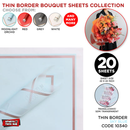 Triple Edge Thin Clear Border Translucent Flower Wrapping Bouquet Sheets