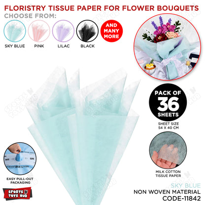 Translucent Milk Cotton Flower Wrapping Paper 36 Sheets (54 x 40cm) – Premium Florist Bouquet Packaging Paper for Fresh Flowers, Wedding Bouquets, Floral Arrangements & Gift Wrapping