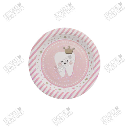 First Tooth Printed Cartoons Blue Plates - Pack Of 10