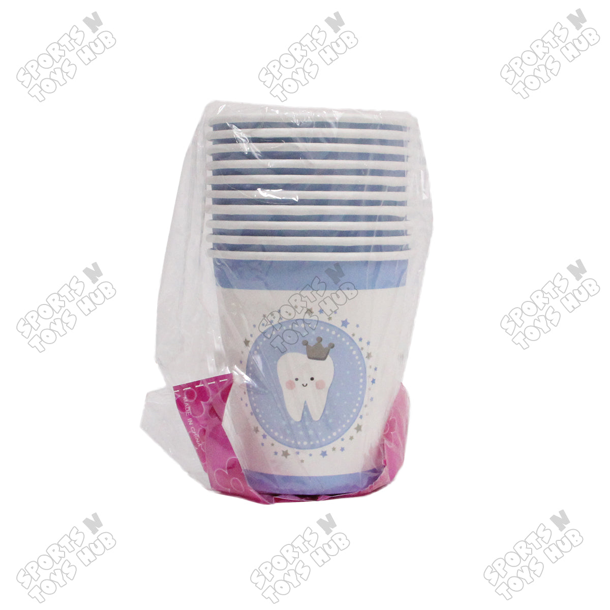 First Tooth Printed Cartoons Characters Blue Cups - Pack Of 10