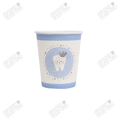 First Tooth Printed Cartoons Characters Blue Cups - Pack Of 10