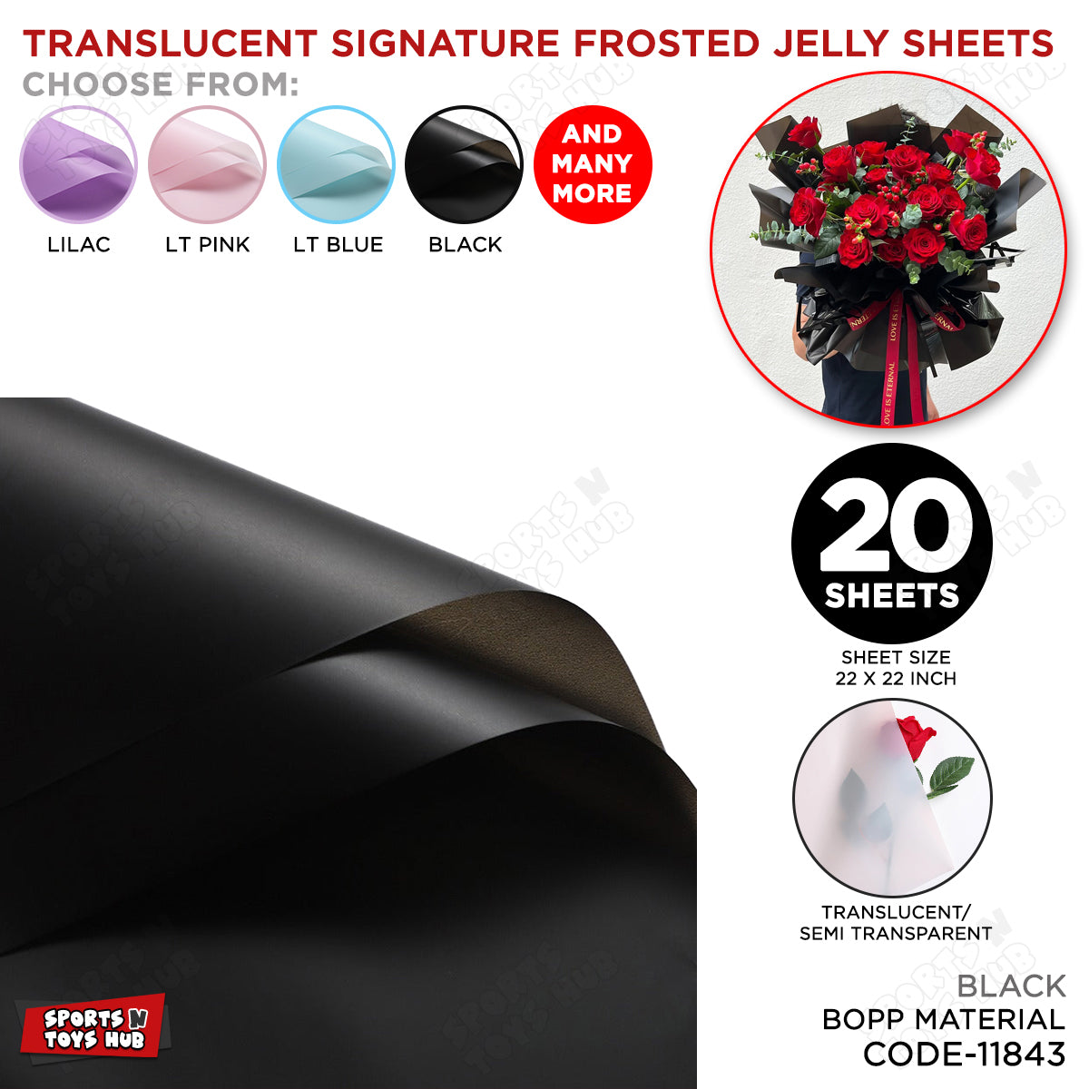 Translucent Signature Frosted Jelly Bouquet Wrapping Paper – Premium Floral Packaging Sheets for Fresh Flowers, Florist Bouquet Wrapping Paper