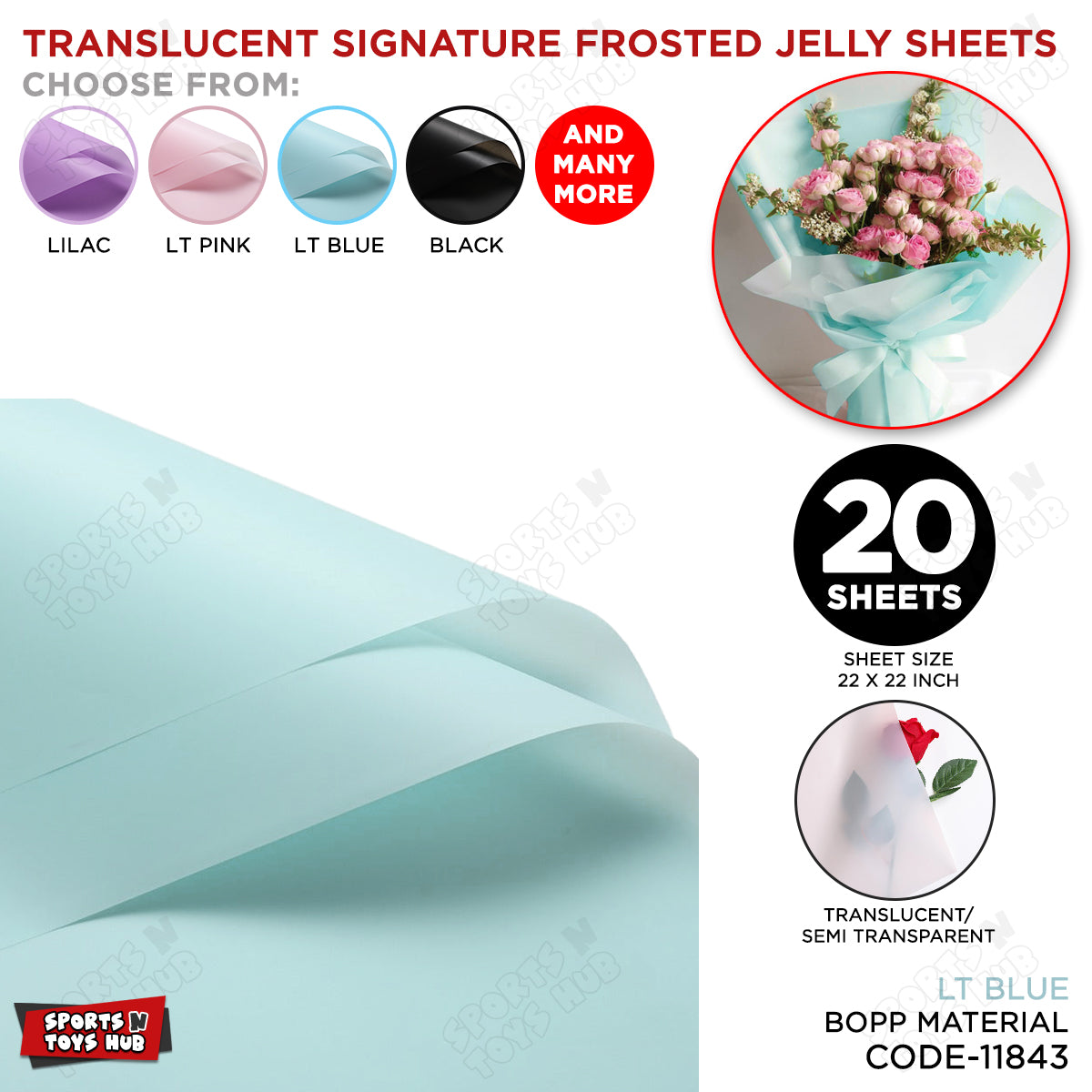 Translucent Signature Frosted Jelly Bouquet Wrapping Paper – Premium Floral Packaging Sheets for Fresh Flowers, Florist Bouquet Wrapping Paper