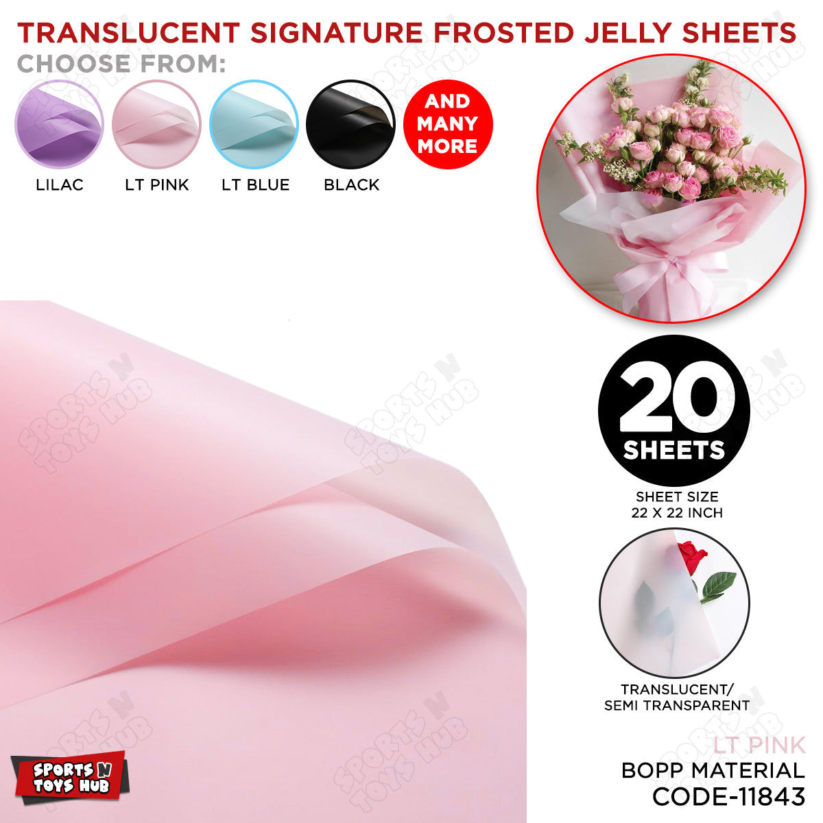 Translucent Signature Frosted Jelly Bouquet Wrapping Paper – Premium Floral Packaging Sheets for Fresh Flowers, Florist Bouquet Wrapping Paper