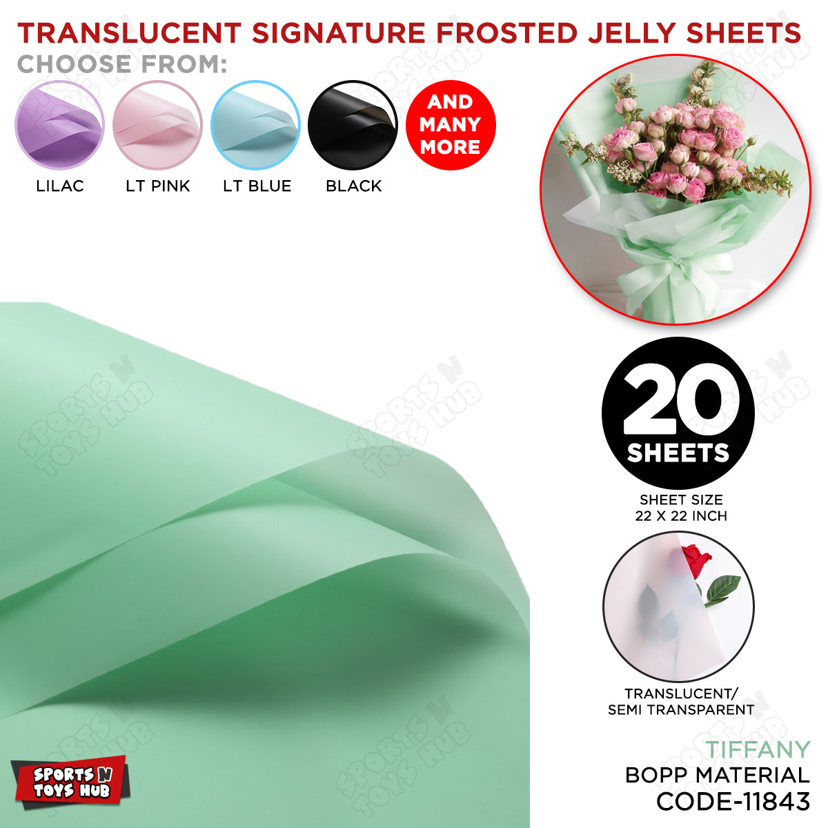 Translucent Signature Frosted Jelly Bouquet Wrapping Paper – Premium Floral Packaging Sheets for Fresh Flowers, Florist Bouquet Wrapping Paper