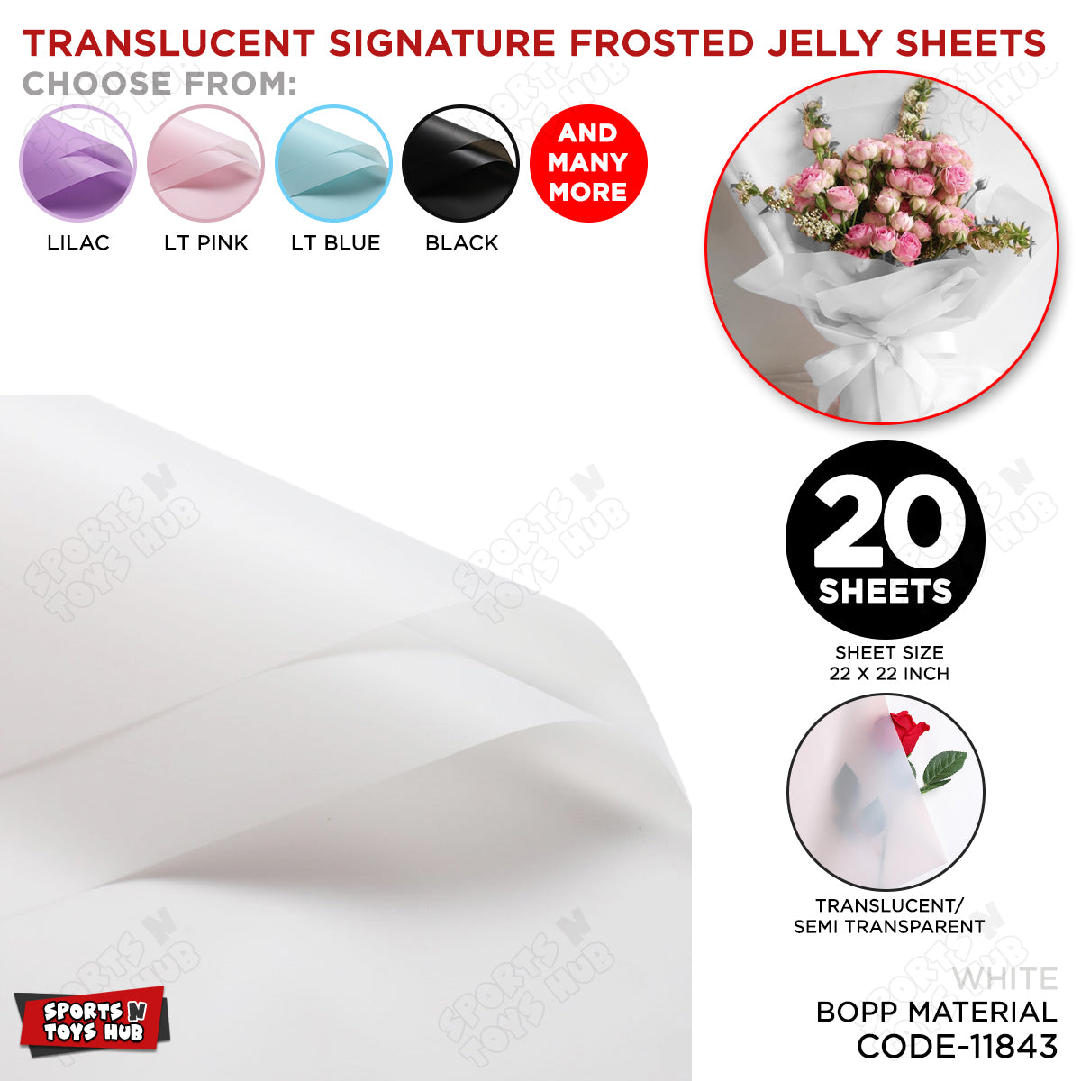 Translucent Signature Frosted Jelly Bouquet Wrapping Paper – Premium Floral Packaging Sheets for Fresh Flowers, Florist Bouquet Wrapping Paper