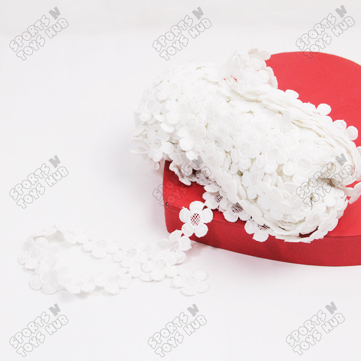 White Floral Lace Trim Fancy Ribbon - 14 Yard