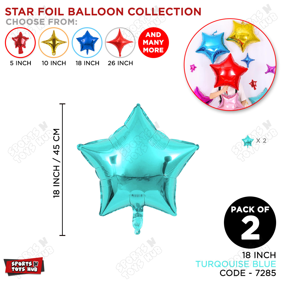 18 Inch - Turquoise Blue Star Foil Balloon