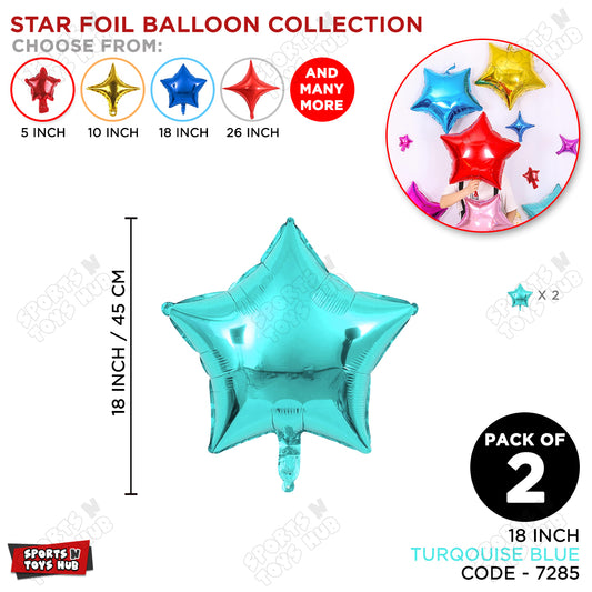 18 Inch - Turquoise Blue Star Foil Balloon