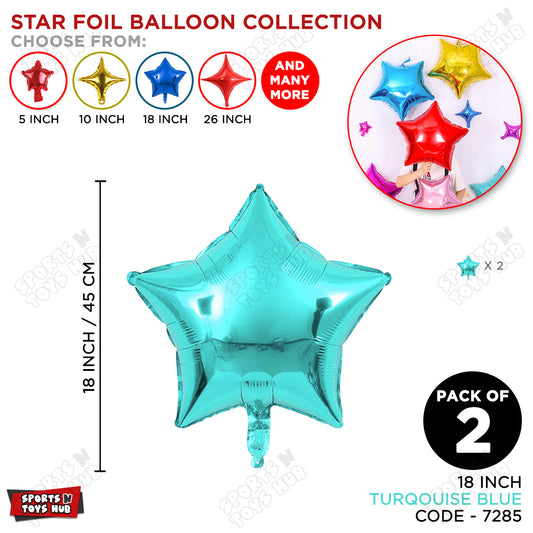 18 Inch - Turquoise Blue Star Foil Balloon