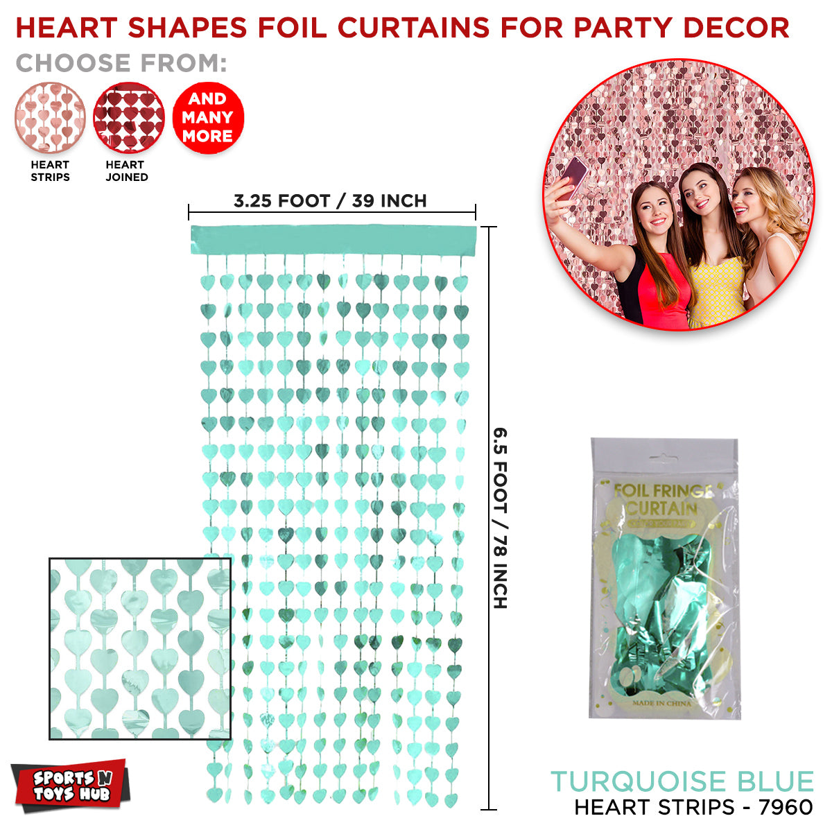 Tinsel Heart Strips Shape Foil Fringe Curtain Collection