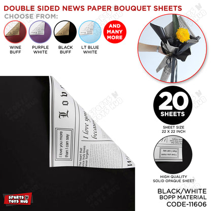 Double Sided News Paper Flower Bouquet Sheet, Floral Gifting Sheets, Wrapping Paper Collections