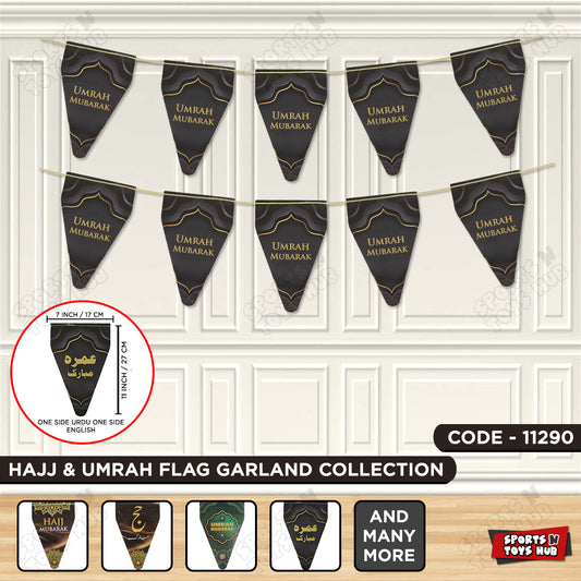 Umrah Mubarak Wall Hanging Flag Black Triangle Banner