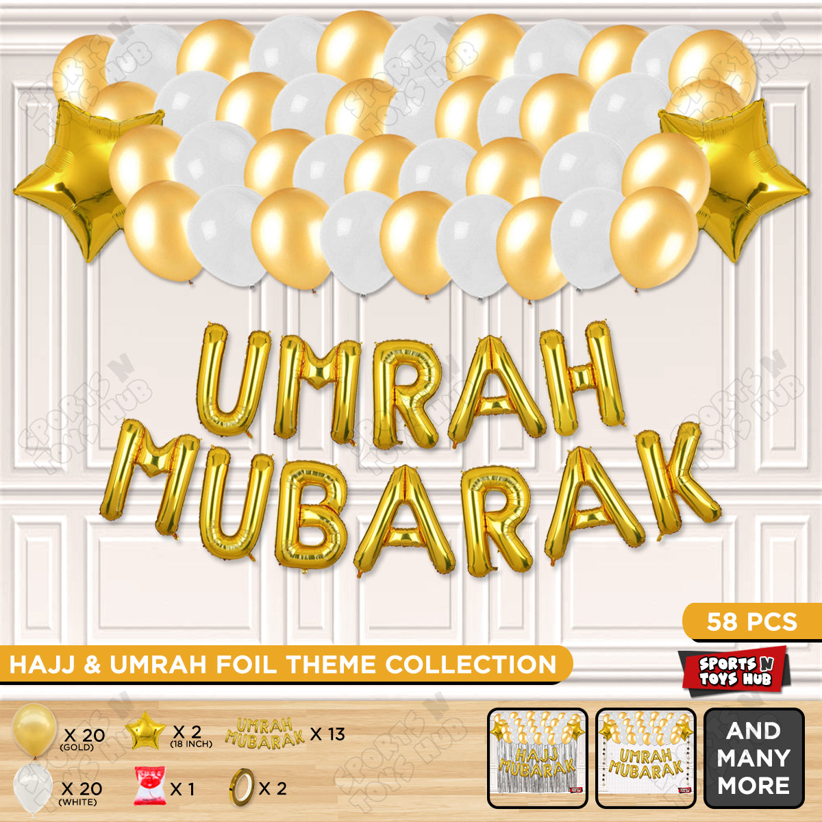 Umrah Mubarak Gold Foil Letter Garland Theme Collection
