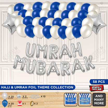 Umrah Mubarak Silver Foil Letter Garland Theme Collection
