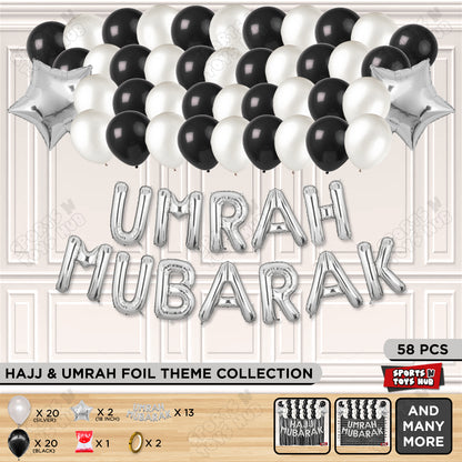 Umrah Mubarak Silver Foil Letter Garland Theme Collection