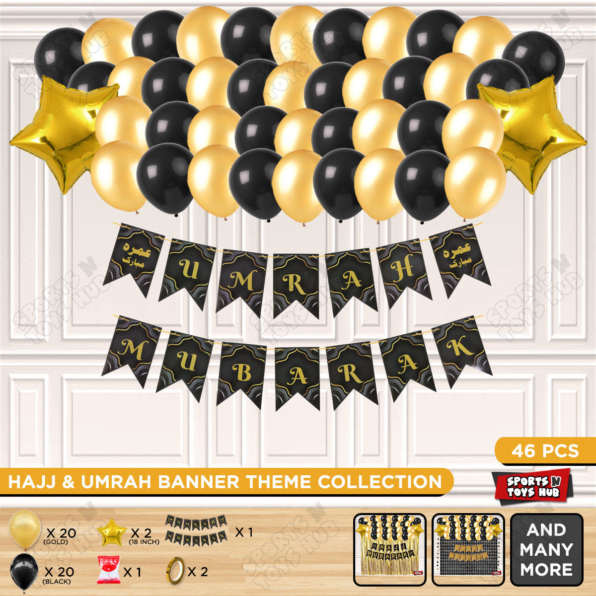 Umrah Mubarak Black Card Banner Theme Collection