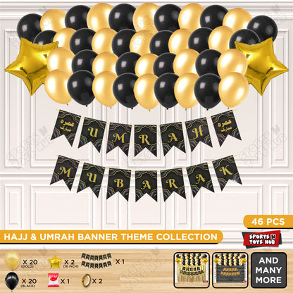 Umrah Mubarak Black Card Banner Theme Collection