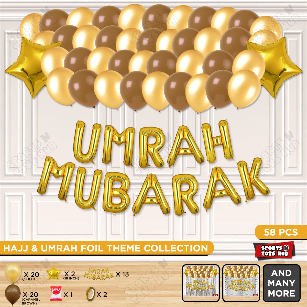 Umrah Mubarak Gold Foil Letter Garland Theme Collection