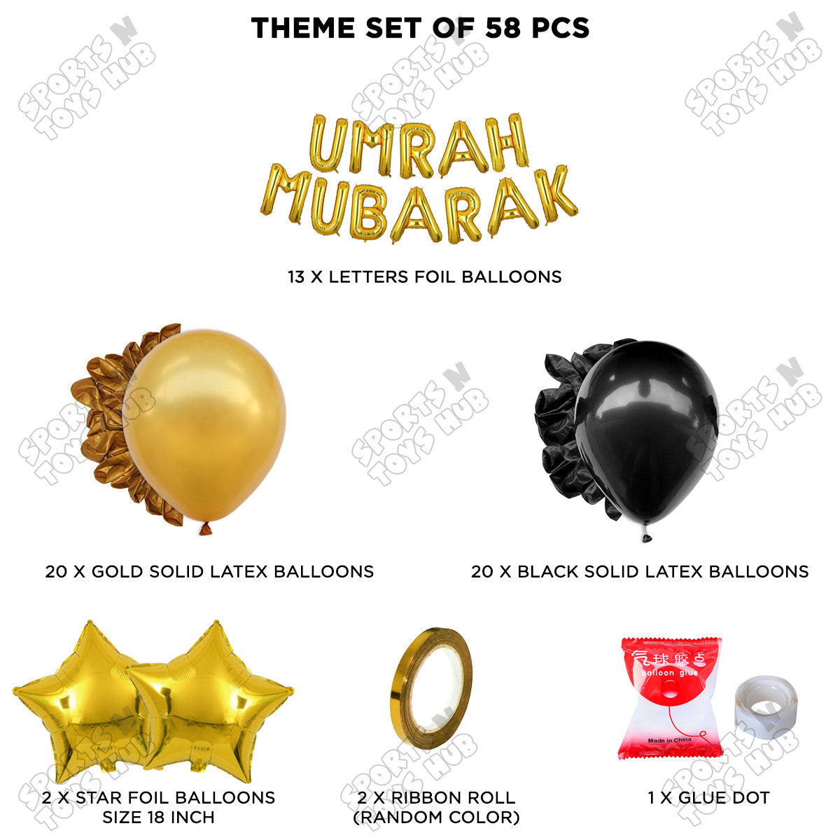 Umrah Mubarak Gold Foil Letter Garland Theme Collection