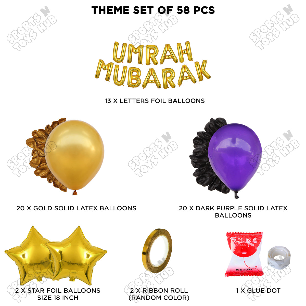 Umrah Mubarak Gold Foil Letter Garland Theme Collection