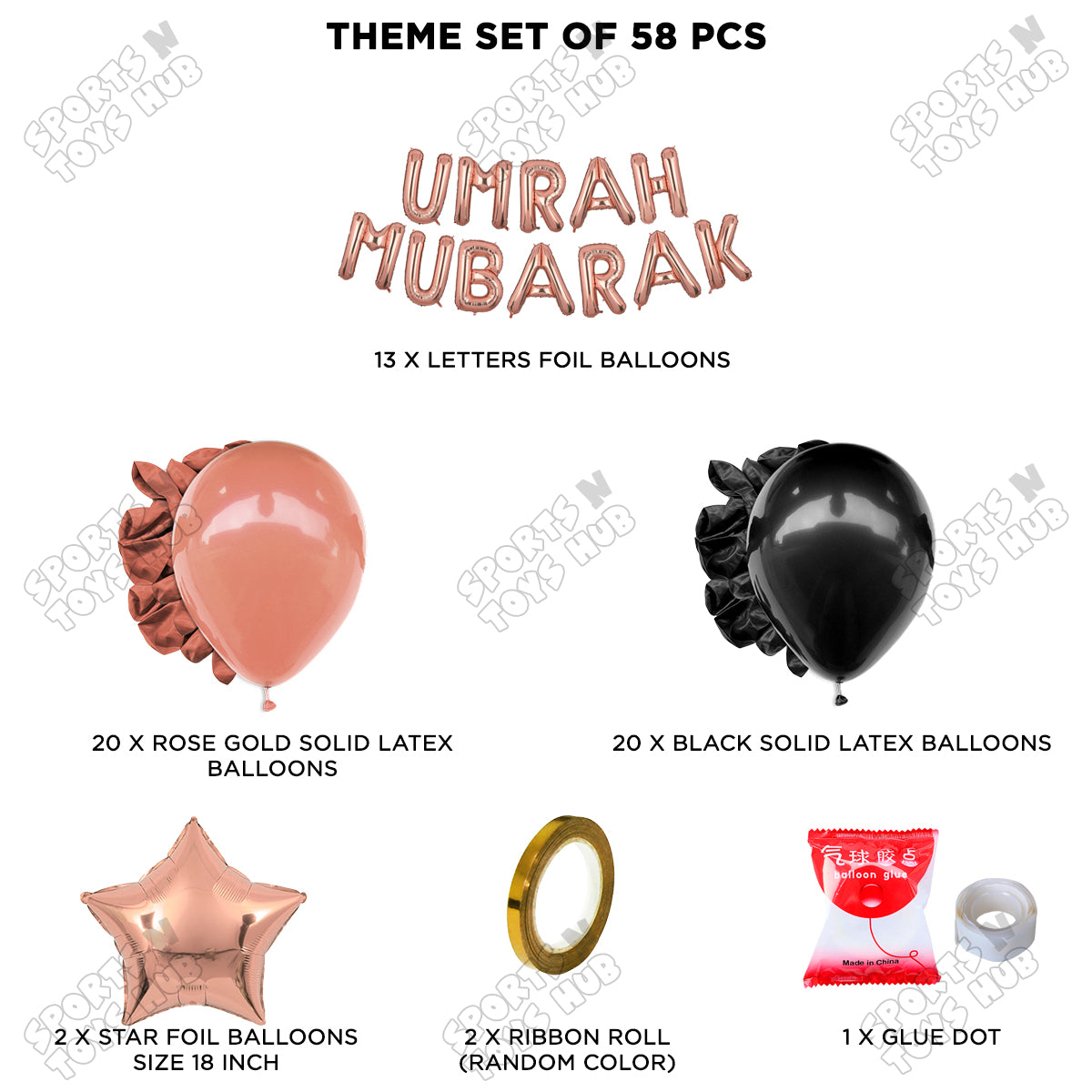 Umrah Mubarak Rose Gold Foil Letter Garland Theme Collection