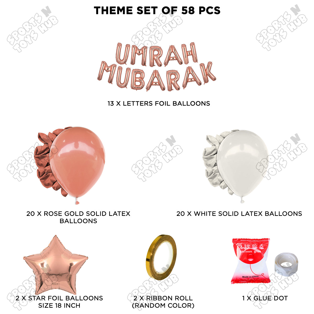 Umrah Mubarak Rose Gold Foil Letter Garland Theme Collection