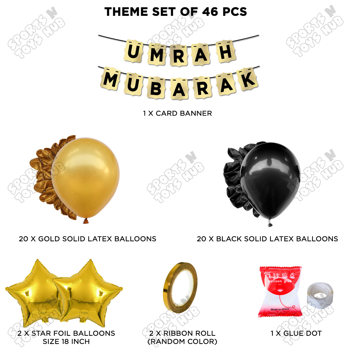 Umrah Mubarak Shinny Gold Card Banner Theme Collection