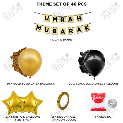 Umrah Mubarak Shinny Gold Card Banner Theme Collection