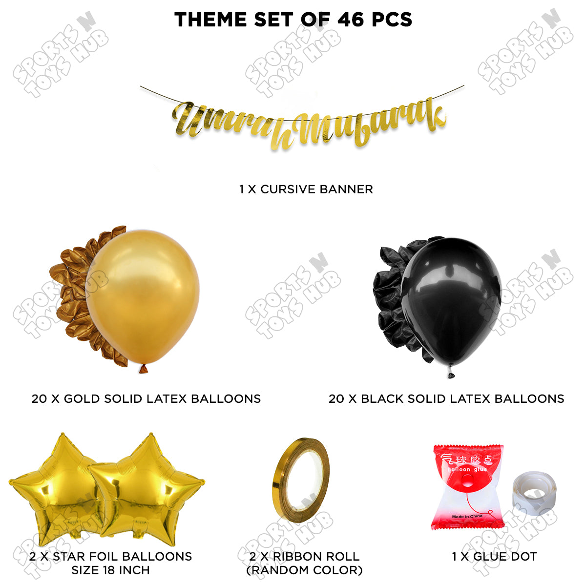 Umrah Mubarak Gold Cursive Banner Theme Collection