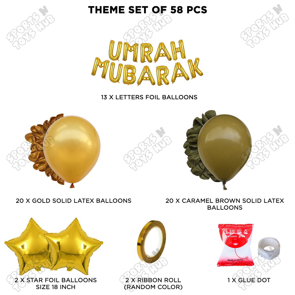 Umrah Mubarak Gold Foil Letter Garland Theme Collection