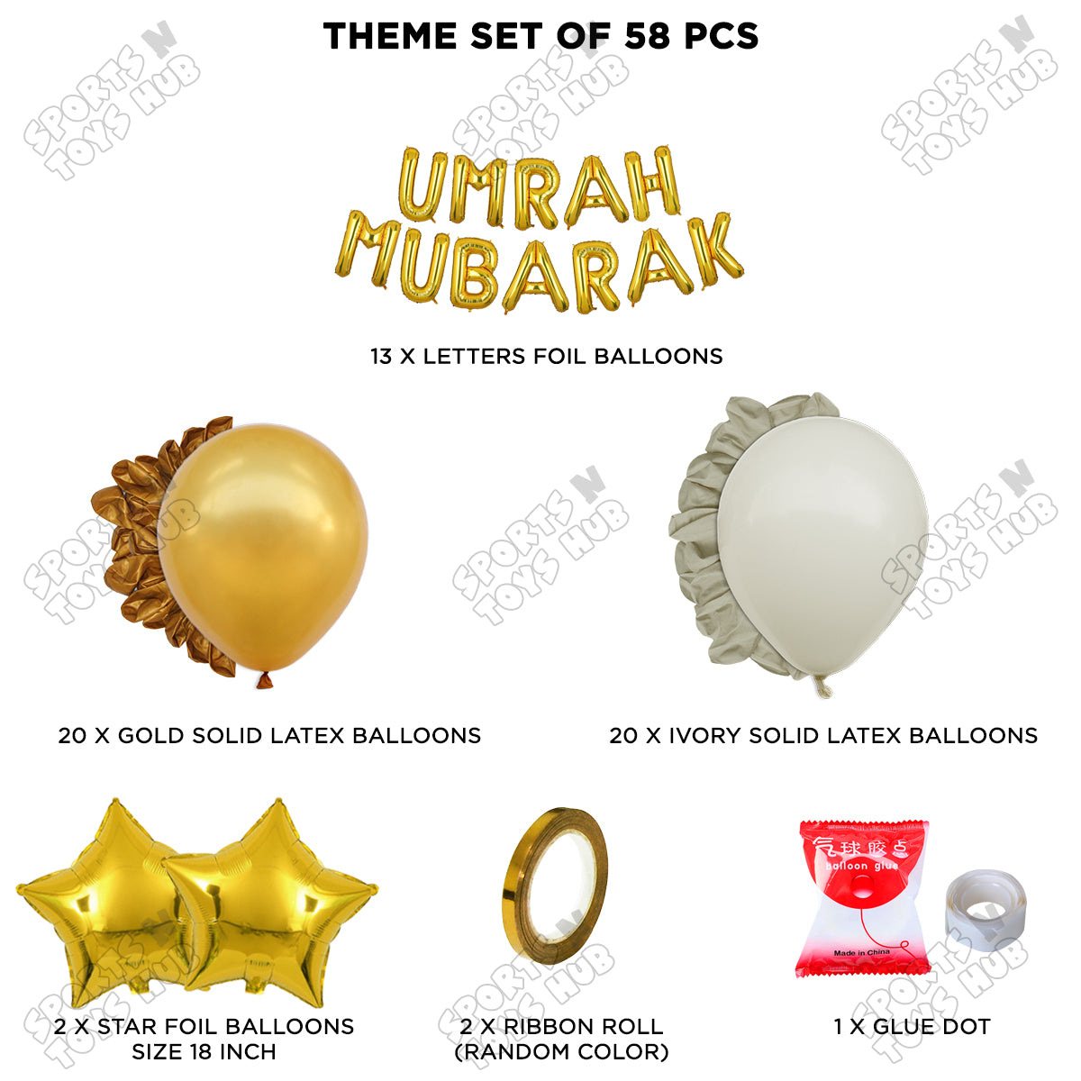 Umrah Mubarak Gold Foil Letter Garland Theme Collection