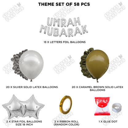Umrah Mubarak Silver Foil Letter Garland Theme Collection