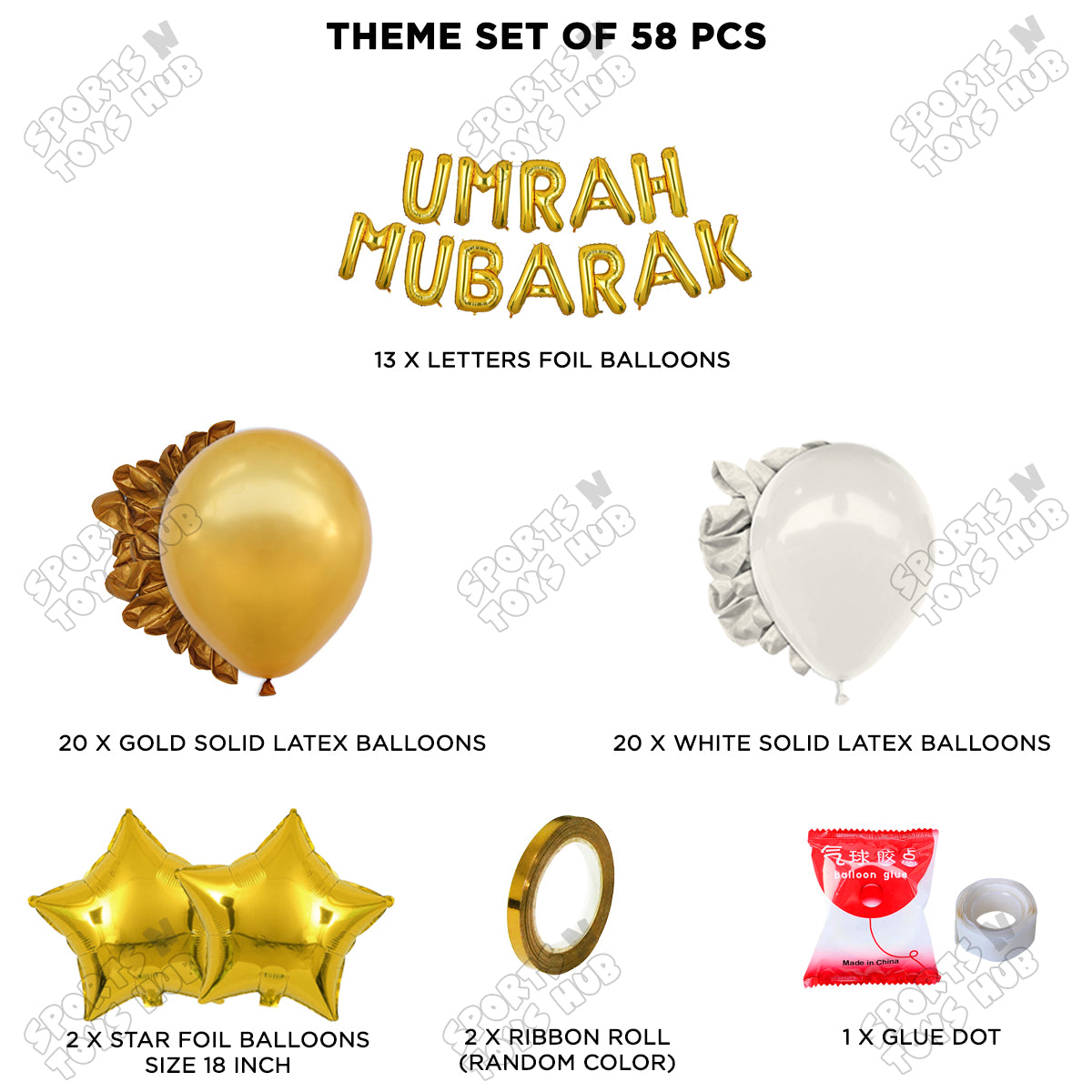 Umrah Mubarak Gold Foil Letter Garland Theme Collection