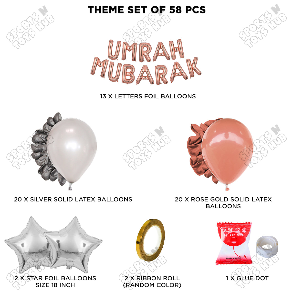 Umrah Mubarak Rose Gold Foil Letter Garland Theme Collection